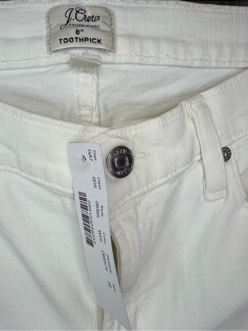 ✨ J.Crew Toothpick White Skinny Jeans Size 28 Mid Rise Stretch Denim